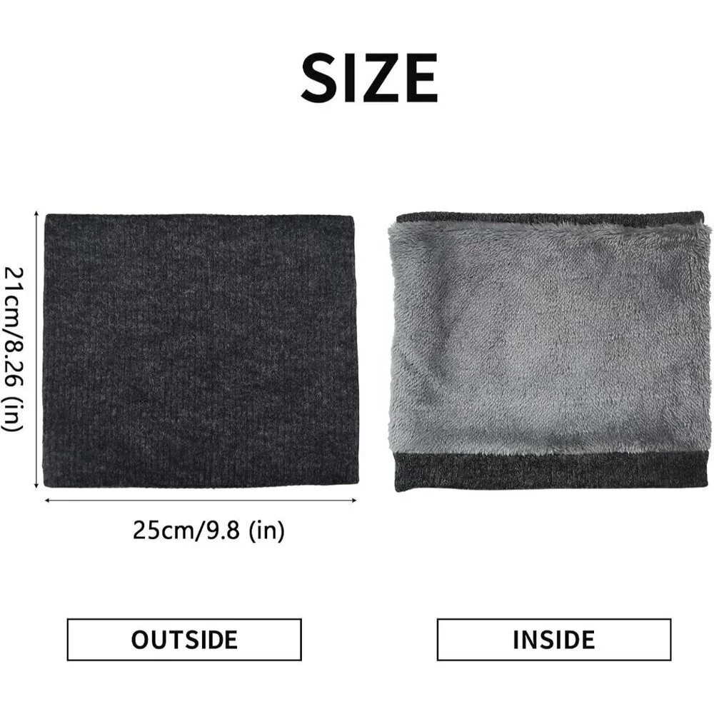 Men's Grey Red Winter Ski Neck Gaiter Face Scarf Fleece Lined Windproof Scarves
